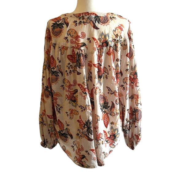 Old Navy Oversized Floral Print Long Sleeve Blouse Shirt Top Tunic Size L - Picture 2 of 6